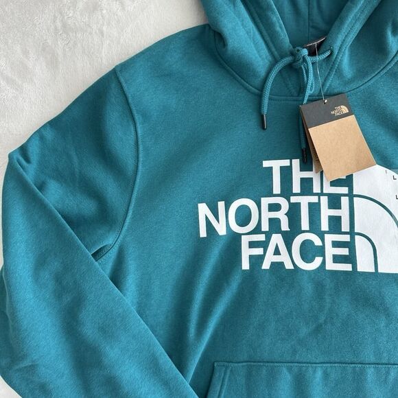 The North Face Hoodie Mens Large Half Dome Fleece Logo Pullover Shady Blue - Picture 2 of 9